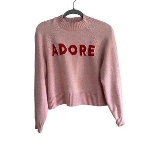 Old Navy SoSoft Pink Crewneck Sweater "Adore" Pullover Petite Small